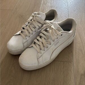 Puma White Sneakers Leather Upper Rubber Sole